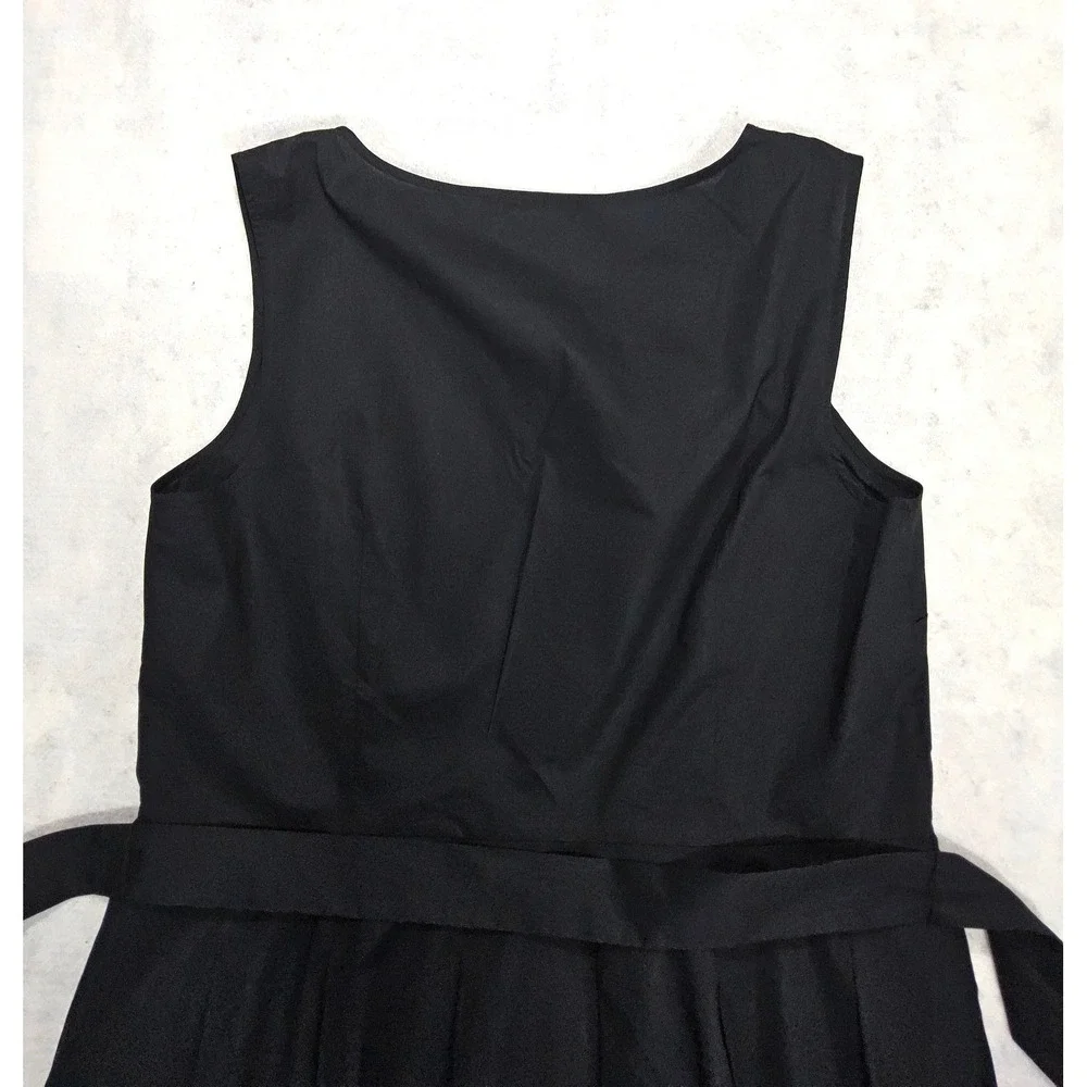 Talbots Popline Fit & Flare Dress 16 Sleeveless Midi‎ Black Rockabilly 50s 50s
